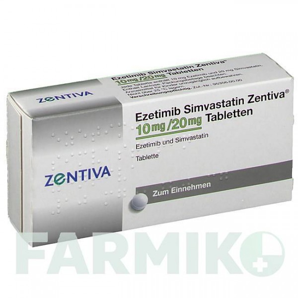 ЭЗЕТИМИБ (EZETIMIB) 10 мг/20 мг таблетки 30 шт - Симвастатин, Эзетимиб ZENTIVA