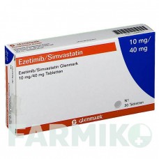 ЕЗЕТИМІБ (EZETIMIB) 10 мг/40 мг таблетки 30 шт - Симвастатин, Езетиміб GLENMARK