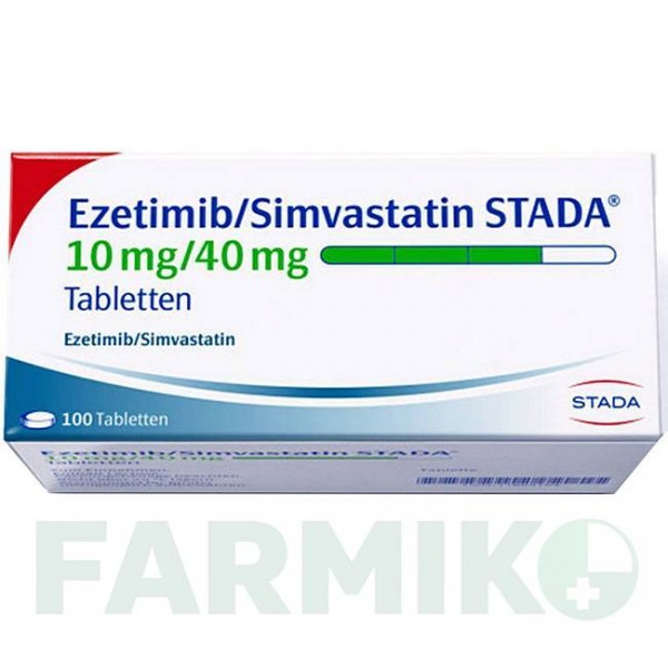 ЭЗЕТИМИБ (EZETIMIB) 10 мг/40 мг таблетки 100 шт - Симвастатин, Эзетимиб STADAPHARM