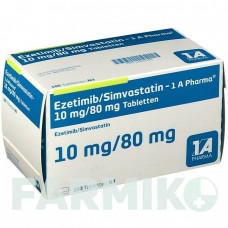 ЭЗЕТИМИБ (EZETIMIB) 10 мг/80 мг таблетки 30 шт - Симвастатин, Эзетимиб 1 A PHARMA