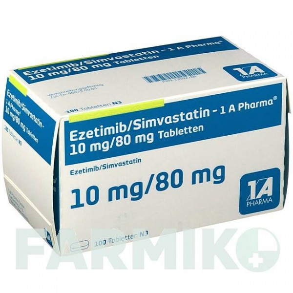 ЕЗЕТИМІБ (EZETIMIB) 10 мг/80 мг таблетки 30 шт - Симвастатин, Езетиміб 1 A PHARMA