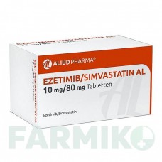 ЭЗЕТИМИБ (EZETIMIB) 10 мг/80 мг таблетки 30 шт - Симвастатин, Эзетимиб ALIUD PHARMA