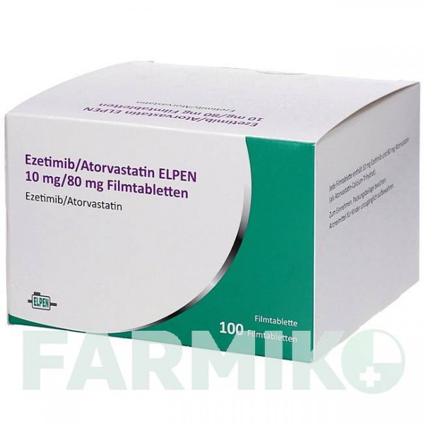ЕЗЕТИМІБ (EZETIMIB) 10 мг/80 мг таблетки 100 шт - Аторвастатин, Езетиміб ELPEN PHARMACEUTICAL