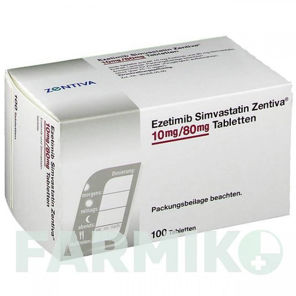 ЕЗЕТИМІБ (EZETIMIB) 10 мг/80 мг таблетки 30 шт - Симвастатин, Езетиміб ZENTIVA