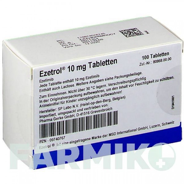 ЭЗЕТРОЛ (EZETROL) 10 мг таблетки 100 шт - Эзетимиб PHARMA GERKE