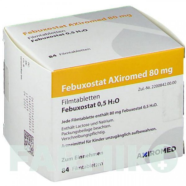 ФЕБУКСОСТАТ (FEBUXOSTAT) 80 мг таблетки 28 шт - Фебуксостат MEDICAL VALLEY INVEST