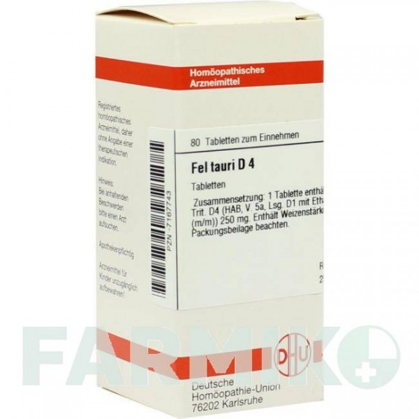 ФЕЛ ТАУРИ (FEL TAURI) D 4 таблетки 80 шт - Гомеопатия DHU