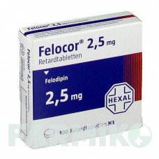 ФЕЛОКОР (FELOCOR) 2,5 мг таблетки 100 шт - Фелодипин HEXAL