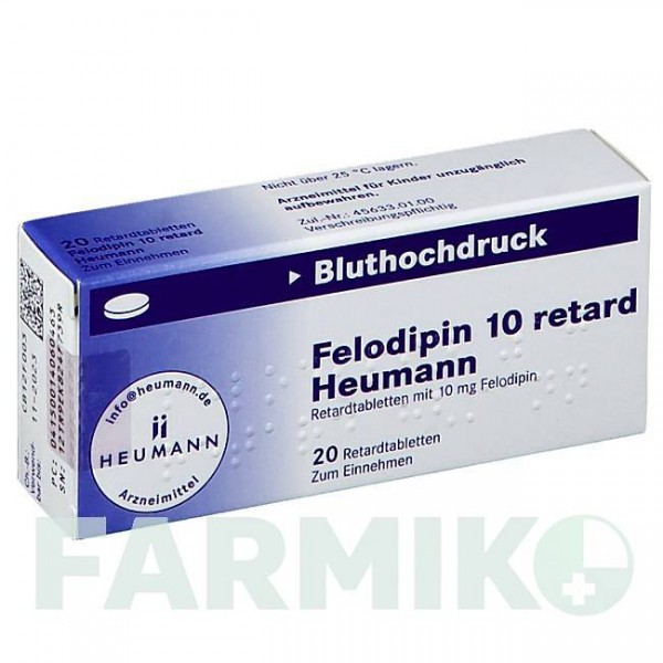 ФЕЛОДИПІН (FELODIPIN) 10 мг таблетки 20 шт - Фелодипін HEUMANN PHARMA