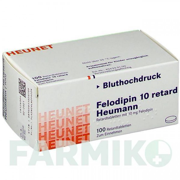 ФЕЛОДИПІН (FELODIPIN) 10 мг таблетки 100 шт - Фелодипін HEUNET PHARMA