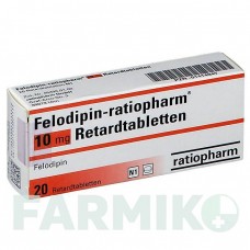 ФЕЛОДИПИН (FELODIPIN) 10 мг таблетки 20 шт - Фелодипин RATIOPHARM