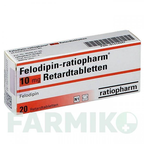 ФЕЛОДИПІН (FELODIPIN) 10 мг таблетки 20 шт - Фелодипін RATIOPHARM