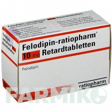 ФЕЛОДИПИН (FELODIPIN) 10 мг таблетки 50 шт - Фелодипин RATIOPHARM