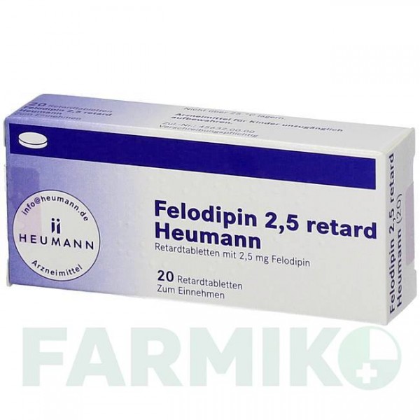 ФЕЛОДИПІН (FELODIPIN) 2,5 мг таблетки 20 шт - Фелодипін HEUMANN PHARMA