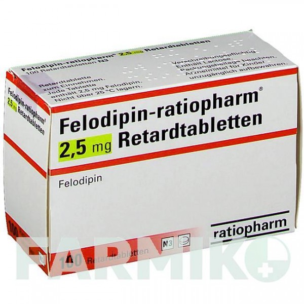 ФЕЛОДИПИН (FELODIPIN) 2,5 мг таблетки 100 шт - Фелодипин RATIOPHARM