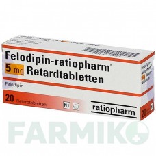 ФЕЛОДИПІН (FELODIPIN) 5 мг таблетки 20 шт - Фелодипін RATIOPHARM