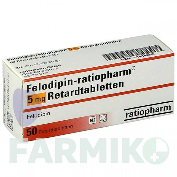 ФЕЛОДИПІН (FELODIPIN) 5 мг таблетки 50 шт - Фелодипін RATIOPHARM