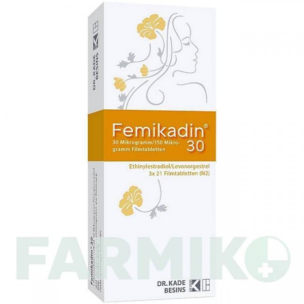 ФЕМИКАДИН (FEMIKADIN) 30 таблетки 3x21 шт - Левоноргестрел, Этинилэстрадиол BESINS HEALTHCARE
