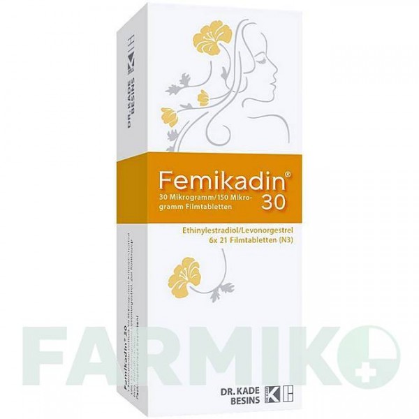 ФЕМИКАДИН (FEMIKADIN) 30 таблетки 6x21 шт - Левоноргестрел, Этинилэстрадиол BESINS HEALTHCARE