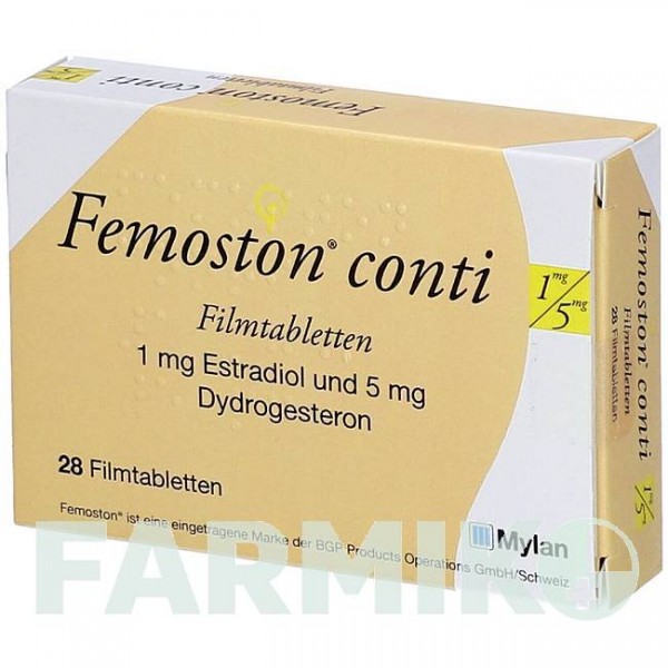 ФЕМОСТОН (FEMOSTON) 1 мг/5 мг таблетки 28 шт - Дидрогестерон, Эстроген DOCPHARM