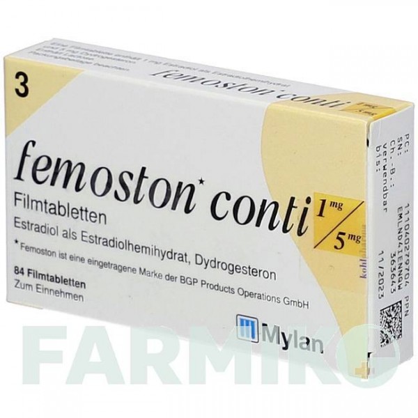 ФЕМОСТОН (FEMOSTON) 1 мг/5 мг таблетки 84 шт - Дидрогестерон, Эстроген KOHLPHARMA
