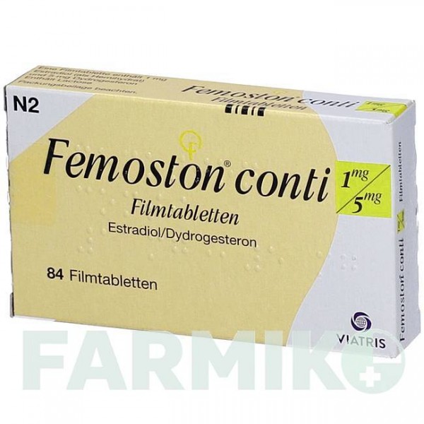 ФЕМОСТОН (FEMOSTON) 1 мг/5 мг таблетки 84 шт - Дидрогестерон, Естроген VIATRIS