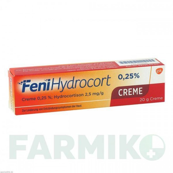 ФЕНІГІДРОКОРТ (FENIHYDROCORT) 0,25% крем 20 г - Гідрокортизон GLAXOSMITHKLINE
