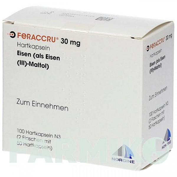 ФЕРАККРУ (FERACCRU) 30 мг капсулы 100 шт - Железо (III) мальтол NORGINE