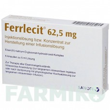 ФЕРРЛЕЦИТ (FERRLECIT) 62,5 мг ампули 6x5 мл - Залізо (III) комплекс глюконату натрію ACA MULLER-ADAG PHARMA