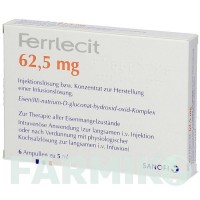 ФЕРРЛЕЦИТ (FERRLECIT) 62,5 мг ампулы 6x5 мл - Железо (III) комплекс глюконата натрия PB PHARMA