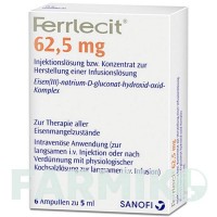 ФЕРРЛЕЦИТ (FERRLECIT) 62,5 мг ампули 6x5 мл - Залізо (III) комплекс глюконату натрію SANOFI