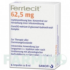 ФЕРРЛЕЦИТ (FERRLECIT) 62,5 мг ампули 6x5 мл - Залізо (III) комплекс глюконату натрію SANOFI
