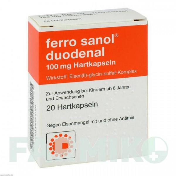 ФЕРРО САНОЛ (FERRO SANOL) капсулы 20 шт - Железо (II) глицин сульфат UCB PHARMA