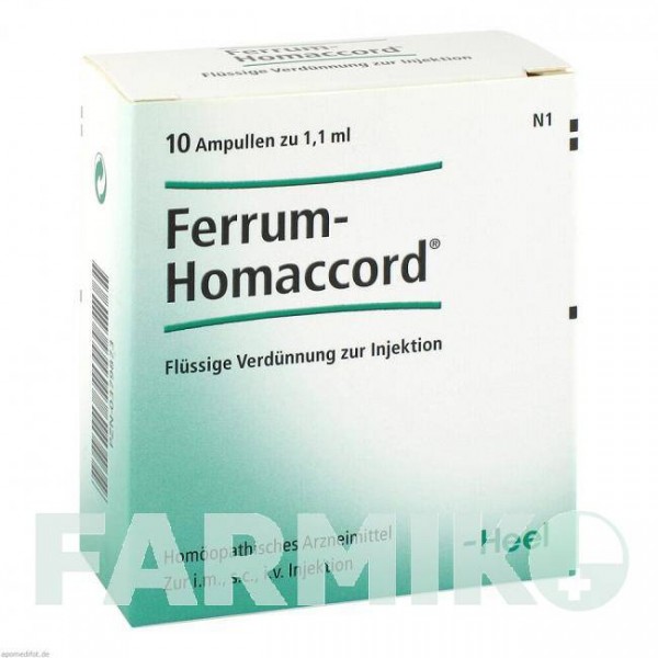 ФЕРРУМ ГОМАККОРД (FERRUM HOMACCORD) ампулы 10 шт - Гомеопатия BIOLOGISCHE HEILMITTEL HEEL