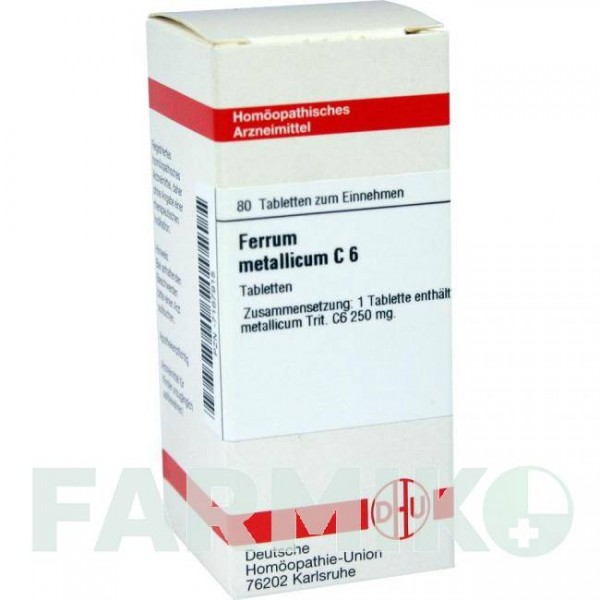 ФЕРРУМ МЕТАЛЛИКУМ (FERRUM METALLICUM) C 6 таблетки 80 шт - Гомеопатия DHU