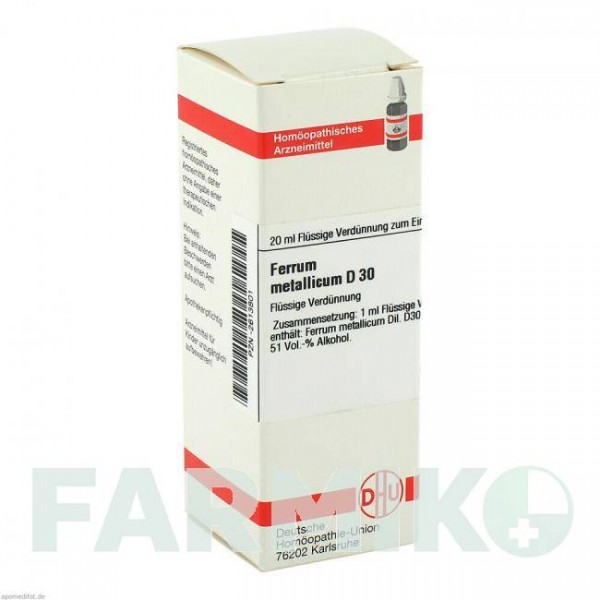 ФЕРРУМ МЕТАЛЛИКУМ (FERRUM METALLICUM) D 30 раствор 20 мл - Гомеопатия DHU