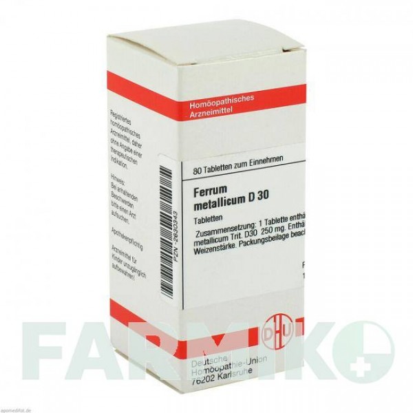 ФЕРРУМ МЕТАЛЛИКУМ (FERRUM METALLICUM) D 30 таблетки 80 шт - Гомеопатия DHU