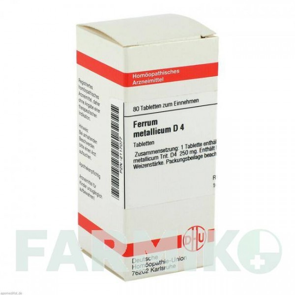 ФЕРРУМ МЕТАЛЛИКУМ (FERRUM METALLICUM) D 4 таблетки 80 шт - Гомеопатия DHU