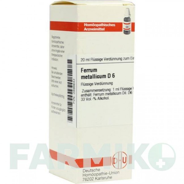 ФЕРРУМ МЕТАЛЛИКУМ (FERRUM METALLICUM) D 6 раствор 20 мл - Гомеопатия DHU
