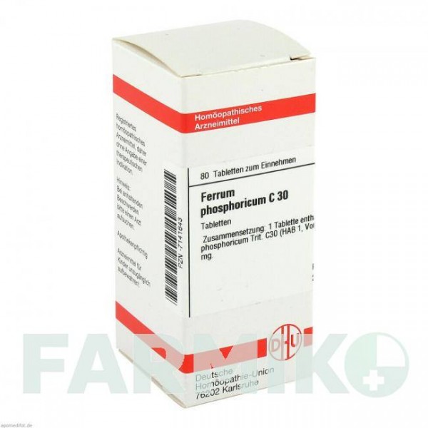 ФЕРРУМ ФОСФОРИКУМ (FERRUM PHOSPHORICUM) C 30 таблетки 80 шт - Гомеопатия DHU