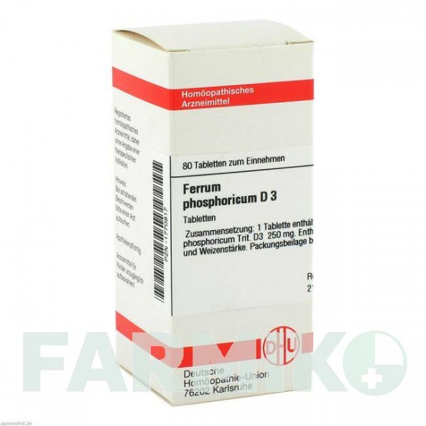 ФЕРРУМ ФОСФОРИКУМ (FERRUM PHOSPHORICUM) D 3 таблетки 80 шт - Гомеопатия DHU