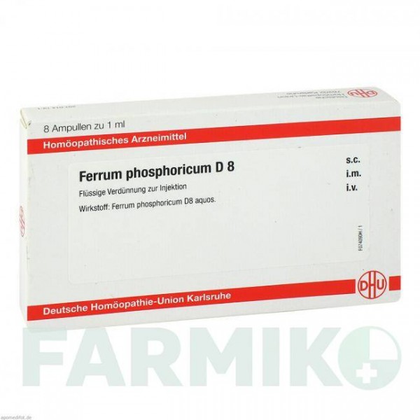 ФЕРРУМ ФОСФОРИКУМ (FERRUM PHOSPHORICUM) D 8 ампулы 8x1 мл - Гомеопатия DHU