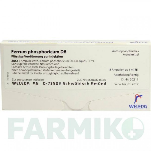 ФЕРРУМ ФОСФОРИКУМ (FERRUM PHOSPHORICUM) D 8 ампули 8x1 мл - Гомеопатія WELEDA