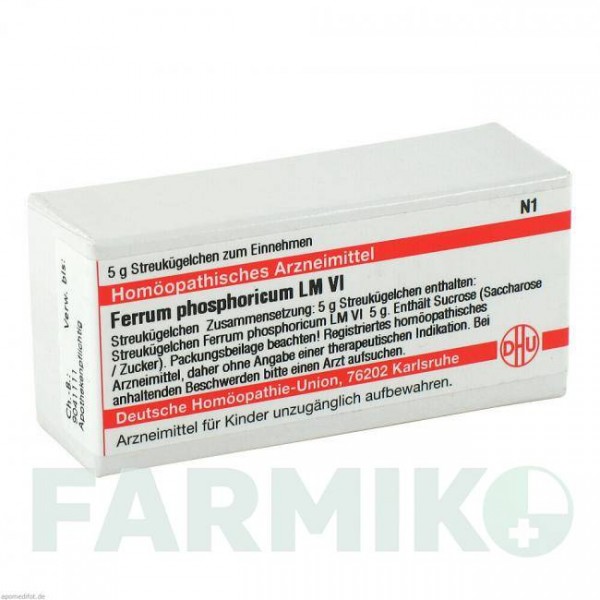 ФЕРРУМ ФОСФОРИКУМ (FERRUM PHOSPHORICUM) LM VI глобули 5 г - Гомеопатия DHU
