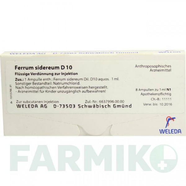ФЕРРУМ СИДЕРЕУМ (FERRUM SIDEREUM) D 10 ампулы 8x1 мл - Гомеопатия WELEDA