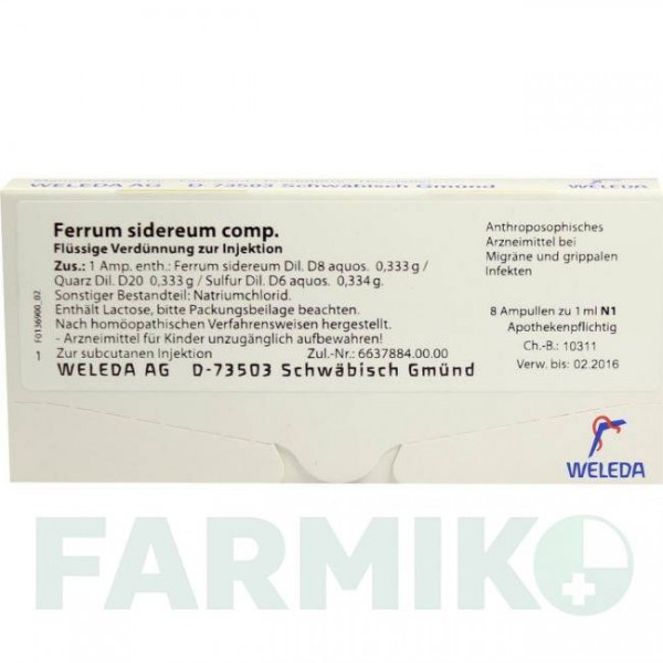 ФЕРРУМ СИДЕРЕУМ (FERRUM SIDEREUM) ампули 8x1 мл - Гомеопатія WELEDA