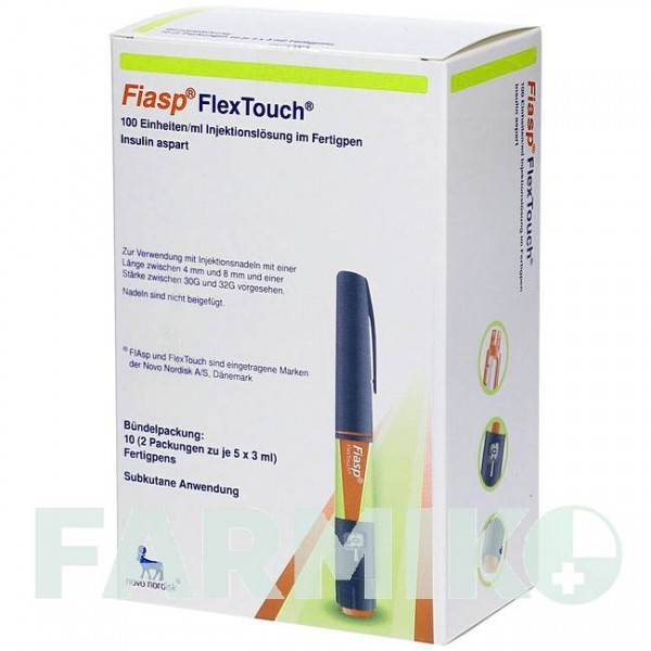 ФИАСП (FIASP) 100 ЕД/мл раствор 2x5x3 мл - Инсулин аспарт KOHLPHARMA