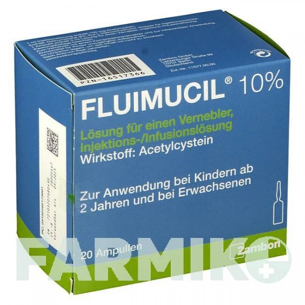 ФЛУІМУЦИЛ (FLUIMUCIL) 10% ампули 20x3 мл - Ацетилцистеїн ZAMBON