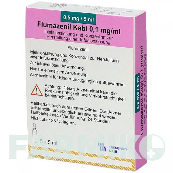 ФЛУМАЗЕНИЛ (FLUMAZENIL) 0,1 мг/мл раствор 5x5 мл - Флумазенил FRESENIUS