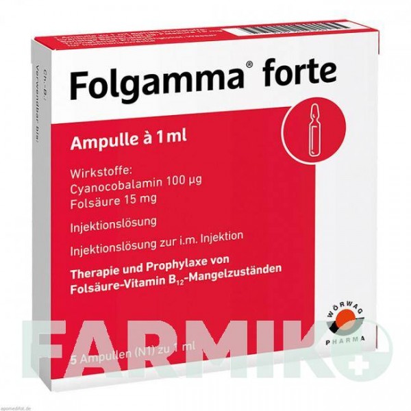 ФОЛЬГАММА (FOLGAMMA) ампули 5x1 мл - Вітамін B12 (Ціанокобаламін), Інше WORWAG PHARMA